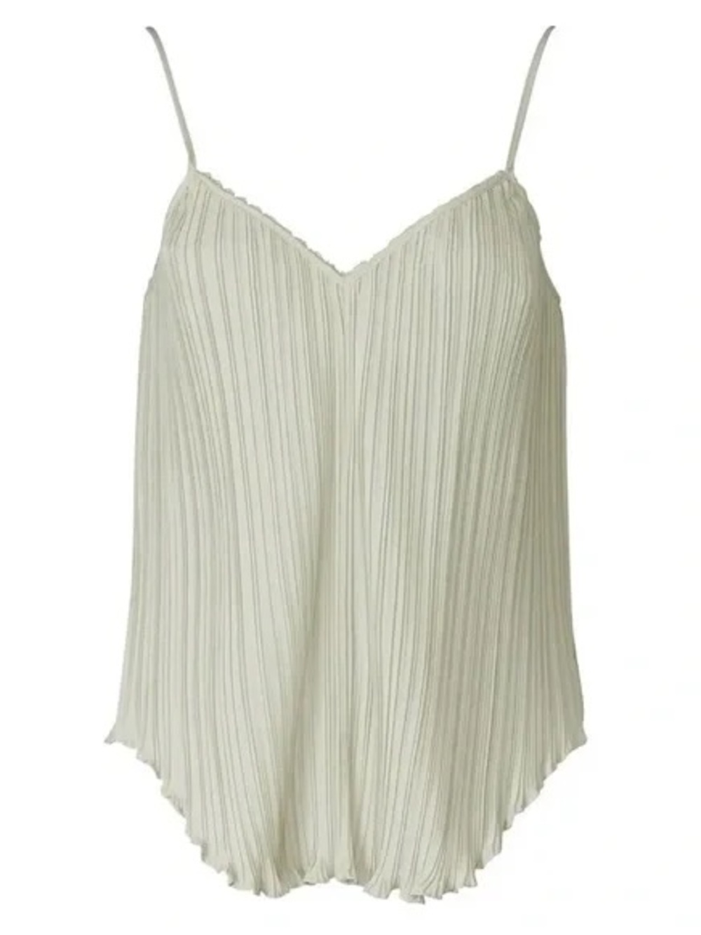 REBECCA TAYLOR Light Sage Pleated Spaghetti Strap Tank Size Small